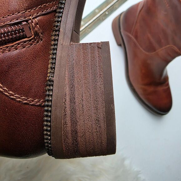 Franco Sarto Brindle Ankle Boots Women’s 8M Cognac Leather 1” Heel - Picture 4 of 11